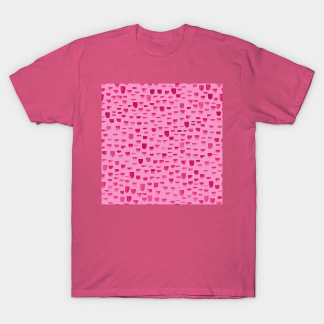 Pink Handmade Brush Strokes T-Shirt by Carolina Díaz